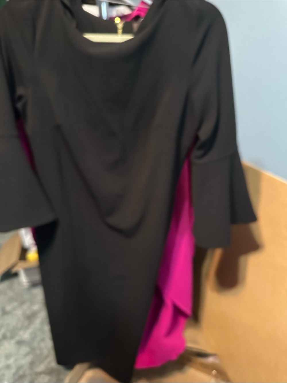 Calvin Klein Black Long-Sleeve Bell-Sleeve Dress
